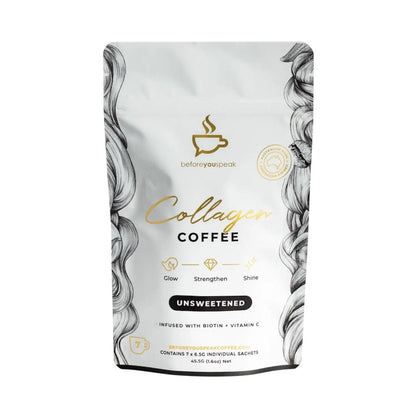 COLLAGEN Coffee for healthy lifestyle. Glow, Strengthen. Infused with Biotin and vitamin C. Unsweetened